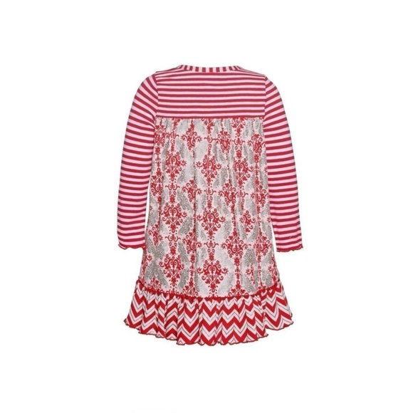 Bonnie Jean Red And White Stripes Christmas Dress - Picture 11 of 12